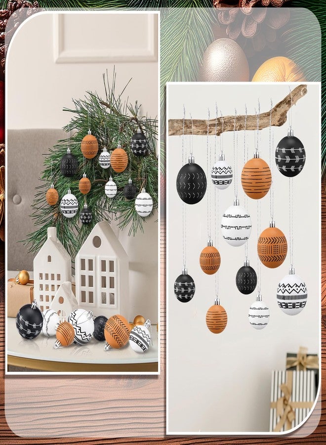 Simgoing 36 Pcs Western Christmas Ornaments Black and White Christmas Ornaments Balls Set Boho Aztec Vintage Shatterproof Hanging Decoration for Xmas Home Halloween Holiday Party Decor, 2 Sizes - Image 4